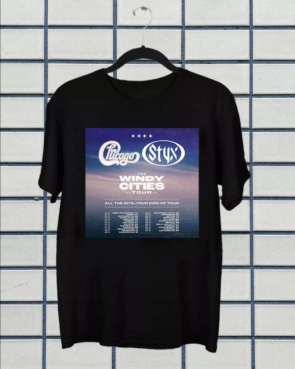 STYX & CHICAGO THE WINDY CITIES TOUR T Shirt Full Size S-5XL