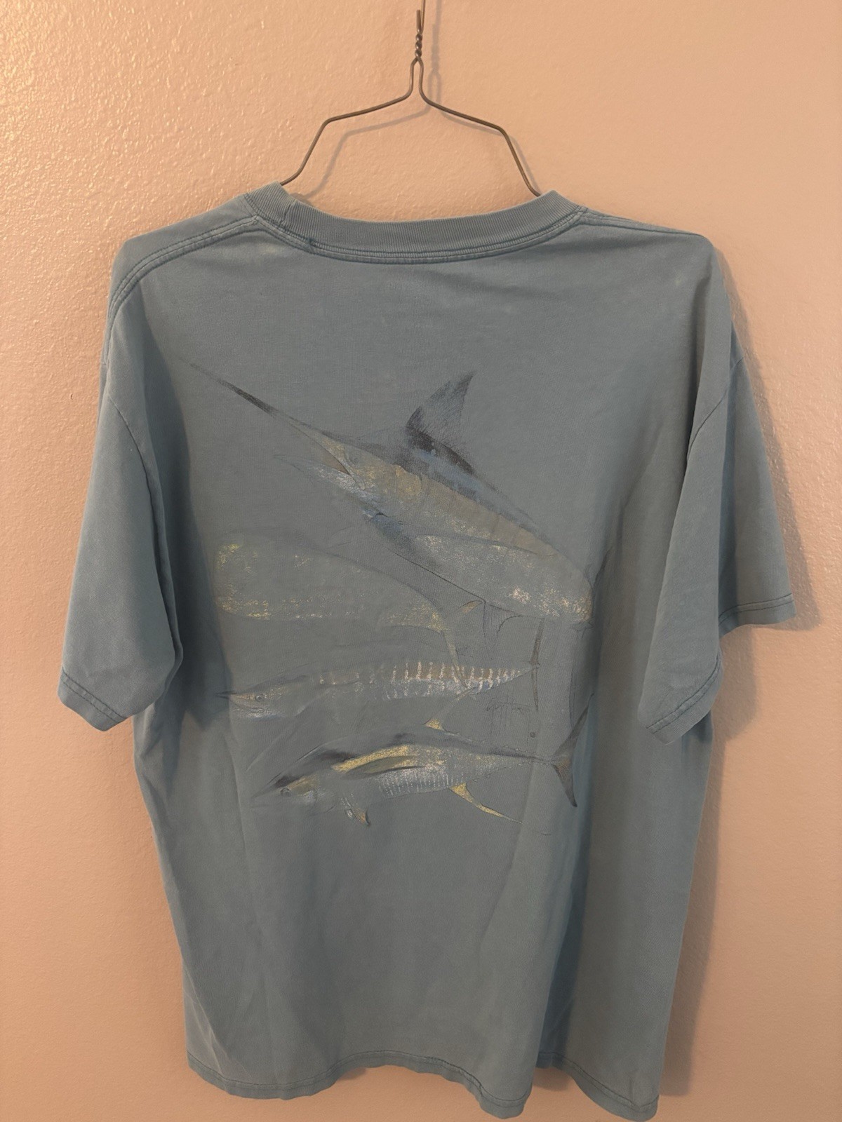 Guy Harvey Tshirt Light Blue Mens L Vintage 100% Cotton gallery