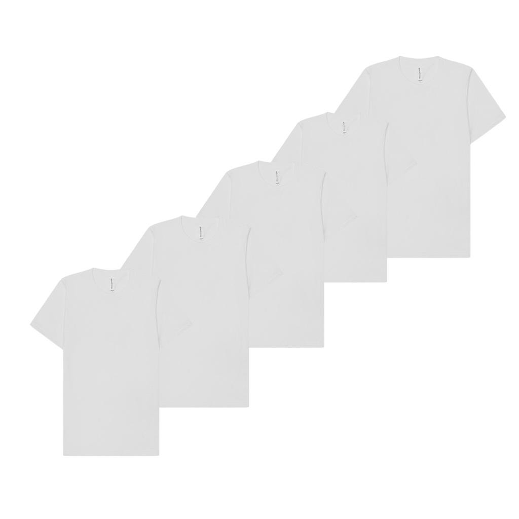 5 Pack Mens White T Shirts Short Sleeve Crew Neck Tees Soft Polycotton Tops 3XL