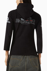 NWT Balenciaga AI Generated Logo Hooded Distress 3/4 Sleeve Tee Shirt Sz S $1250