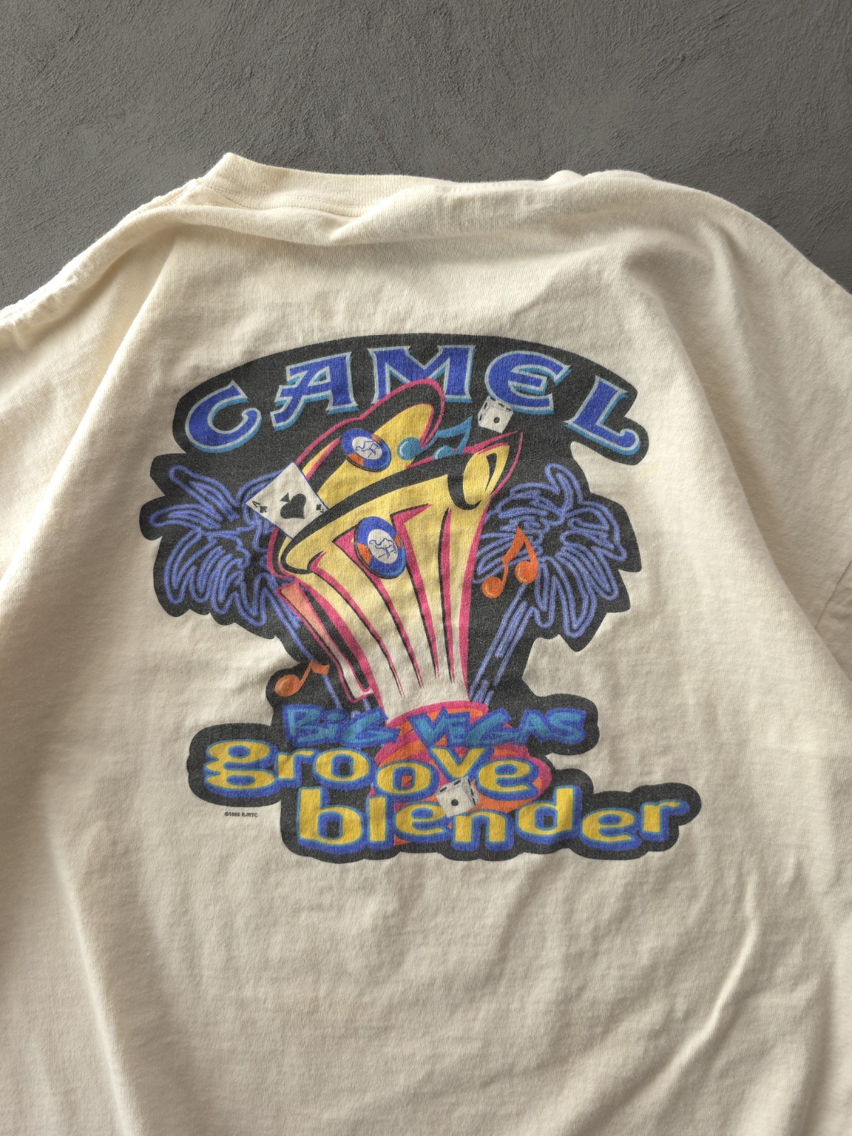 Vintage 90s Camel Groove Blender Las Vegas Ivory Cotton Pocket T-shirt Delta XL gallery