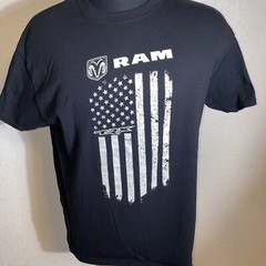 Dodge Ram TRX T-Shirt Large Black Flag Long Horn Truck Hemi Stars Stripes USA