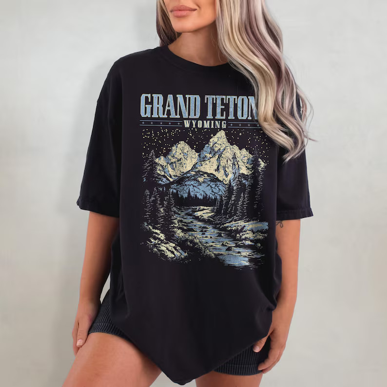 Grand Tetons Mountains Comfort Tee Nature Outdoors Hiking Camping Souvenir gallery
