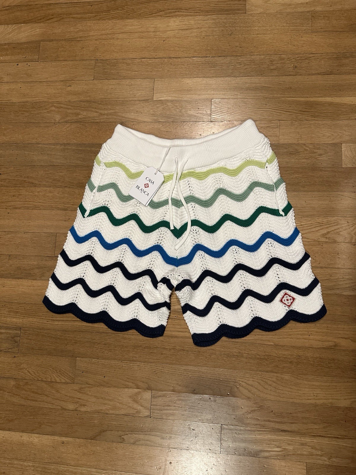 Casablanca Men's Gradient Wave Crochet Shirt/Short Set - Size Large gallery