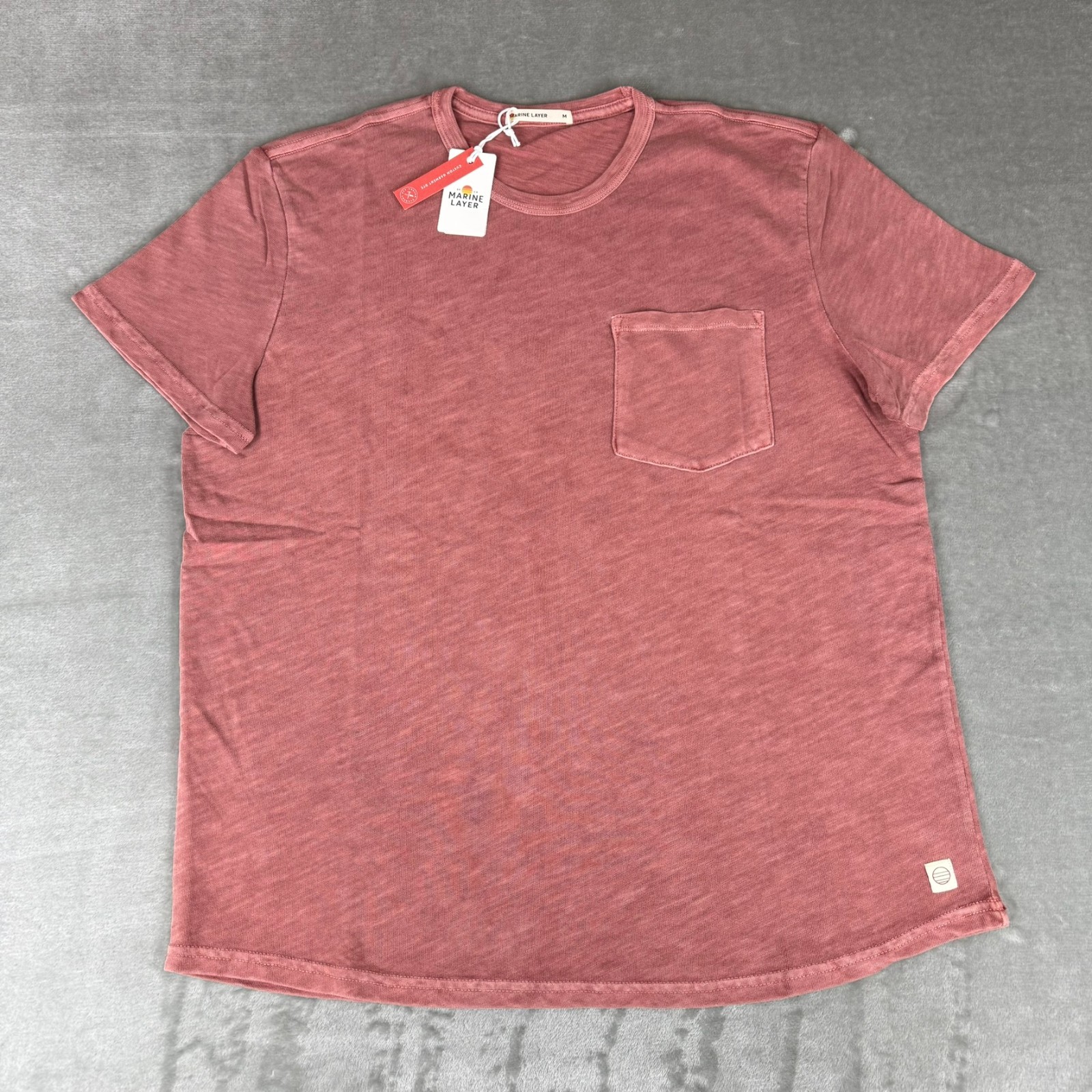 Marine Layer Vintage Heavy Slub Pocket Tee Mens Medium Marsala Red Soft $54 NWT