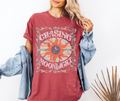 CHASING MOONLIGHT | CELESTIAL DREAMER SUN AND MOON TEE | RETRO BOHO TEE