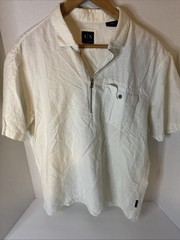 Armani Exchange Signature Quarter-Zip A|X Logo Short-Sleeve Polo Tee Shirt LY2k