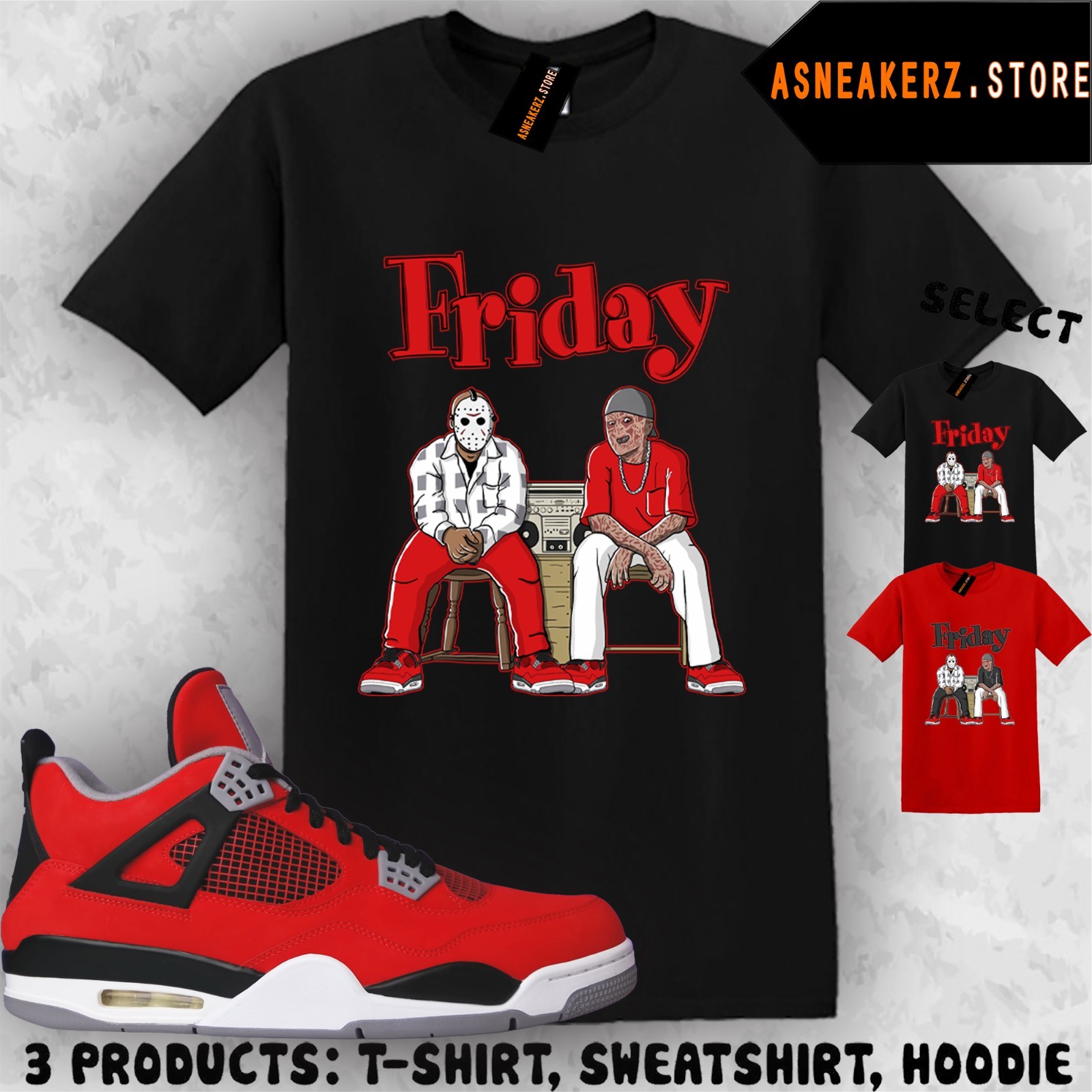 Shirt To Match AJ 4 Toro Bravo 2026 Sneaker Matching Friday Freddy Jason T-Shirt gallery