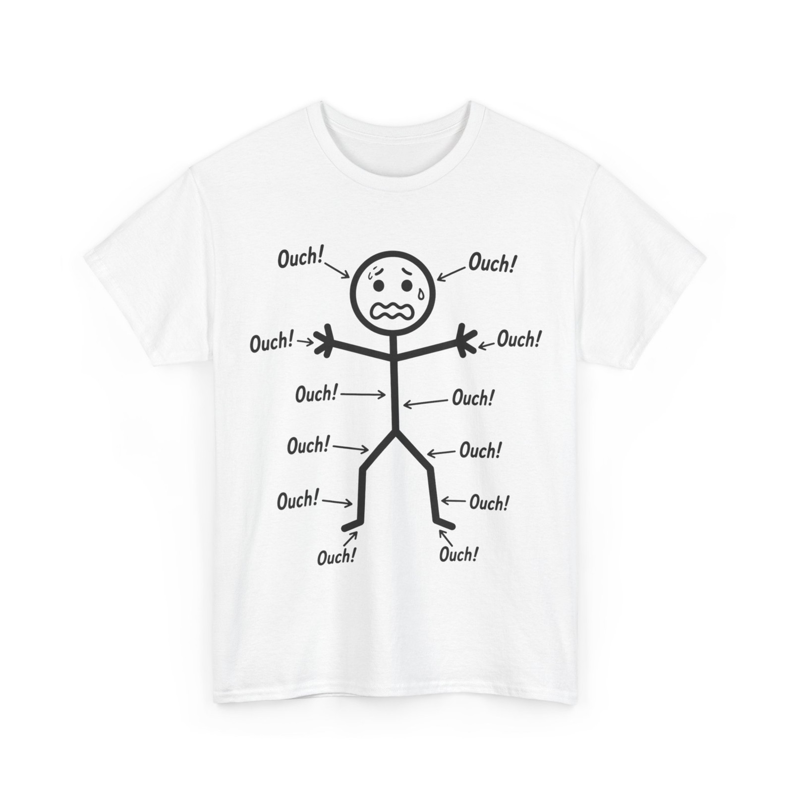 Ouch Ouch Ouch Full Body Pain Humor Comedy Stickman Funny Shirt