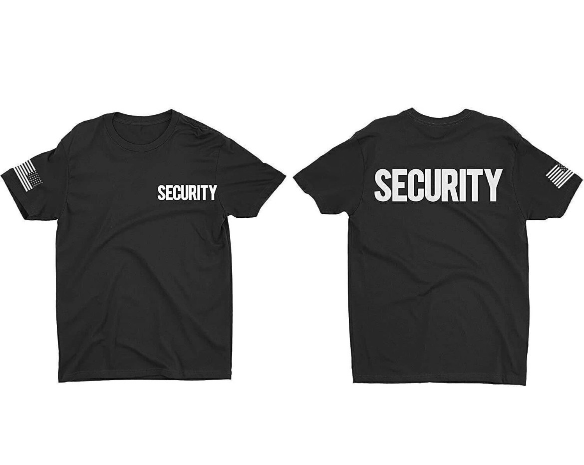 Security Guard T-Shirt Front & Back Flag Print School Church Wedding Events gallery