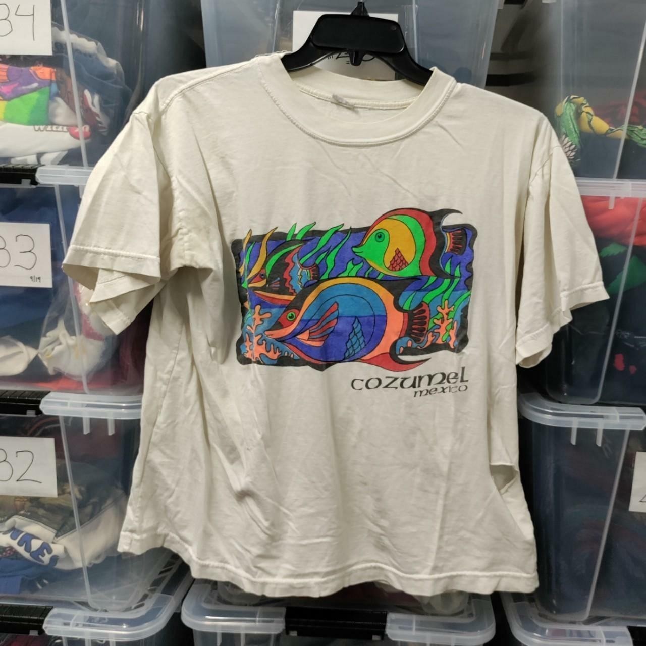 Cozumel mexico Art Fish Tee Vtg Distressed Thrashed Small A270ed gallery
