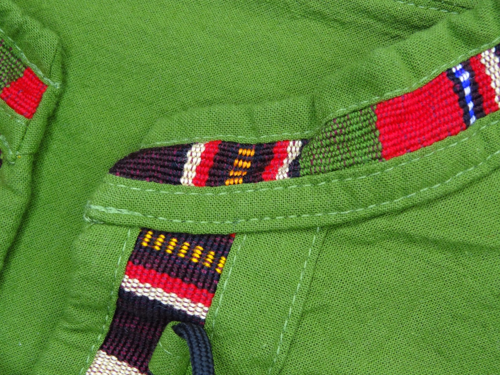 Artisanal Guatemalan Colorful Trim Shirt Green Cotton Mayan Men's M / Women's L gallery