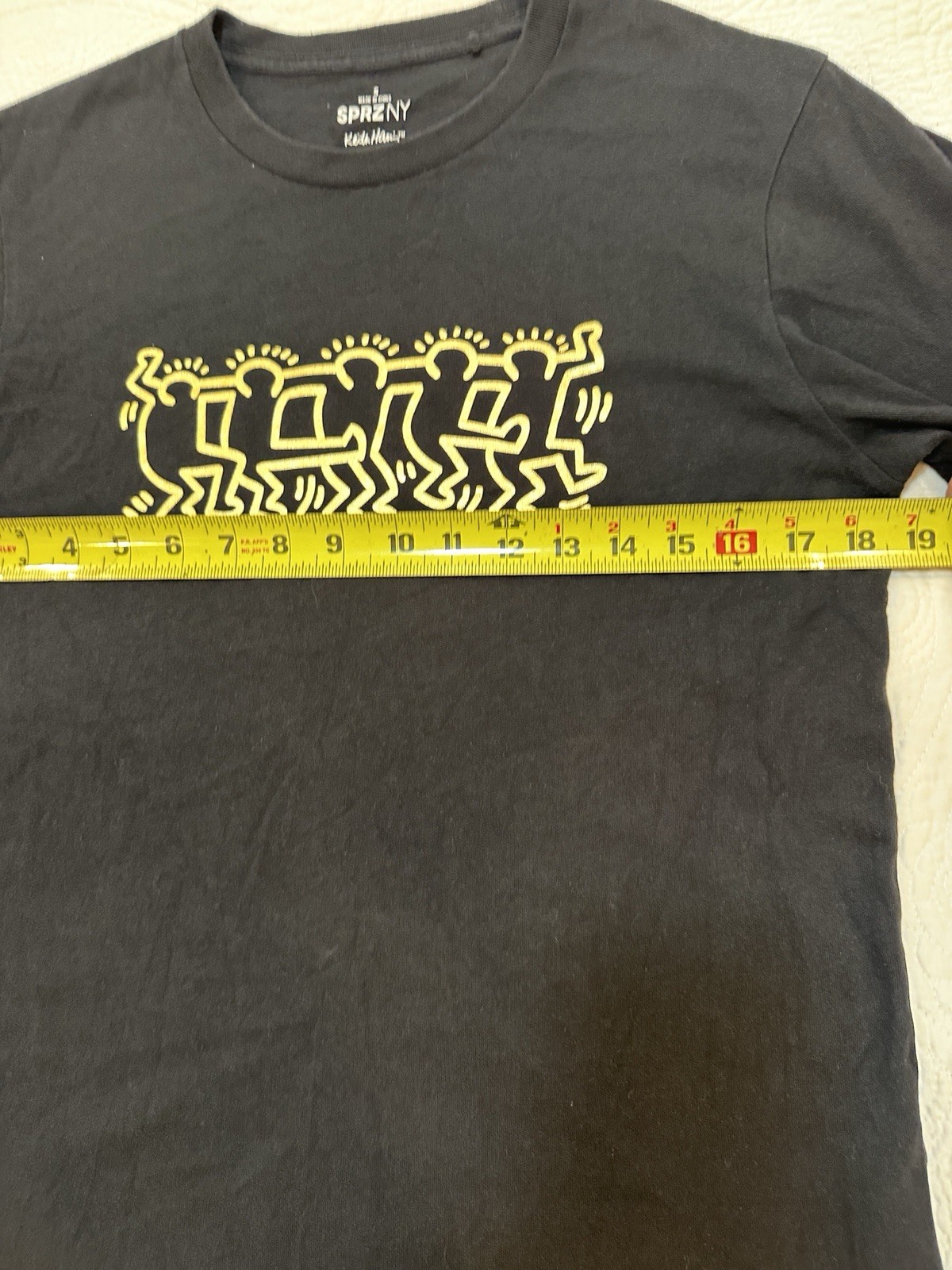 Rare UNIQLO SPRZ NY Keith Haring Black Gold Dancing Man Graphic T-Shirt Size S gallery