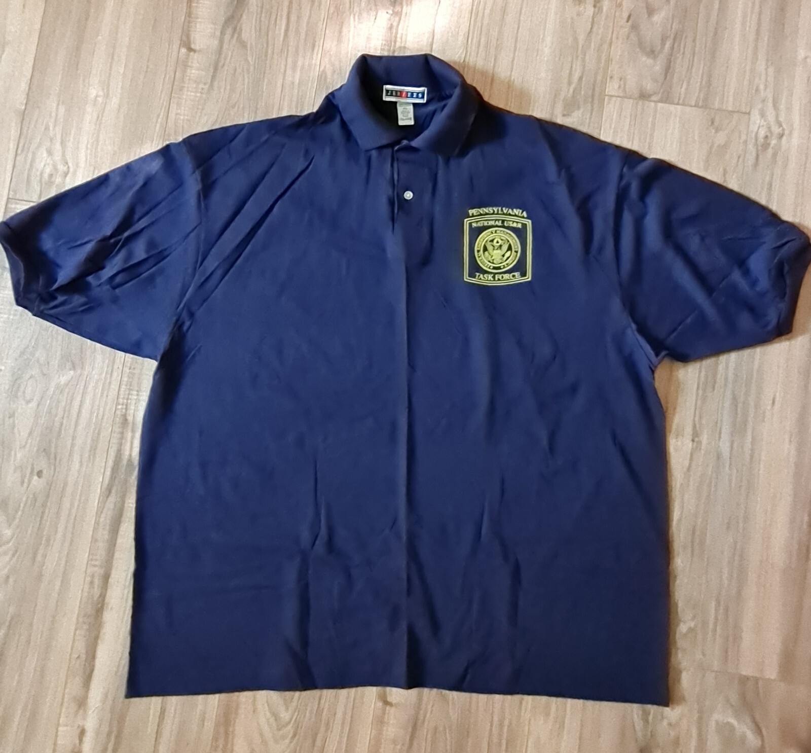 Vintage Men Polo T-Shirt PENNSYLVANIA NATIONAL USR TASK FORCE Navy Size XXL (O1)