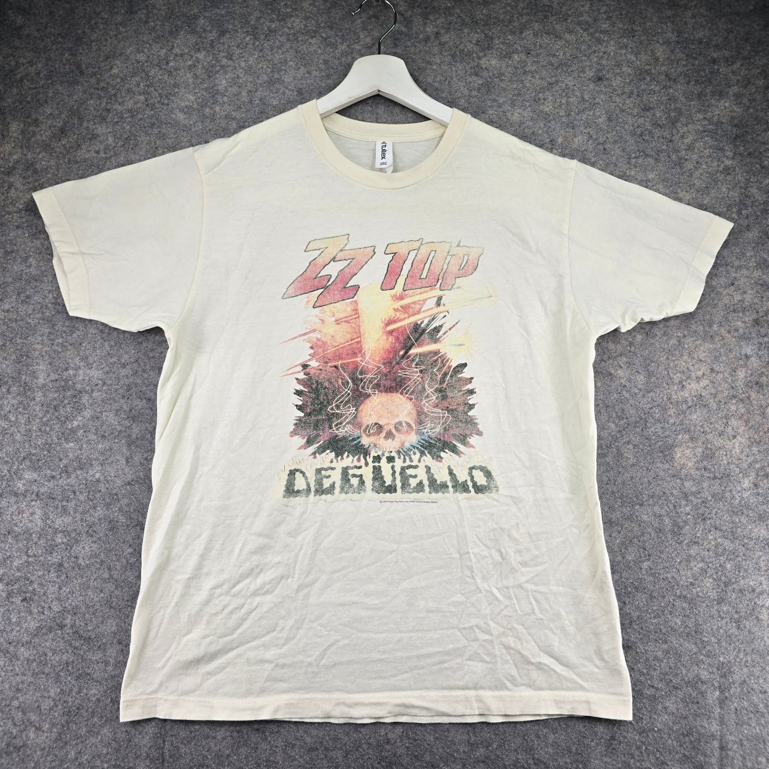ZZ Top Deguello 2022 Tour Men's Cream L Ring-Spun Cotton T-Shirt Tultex 202 gallery