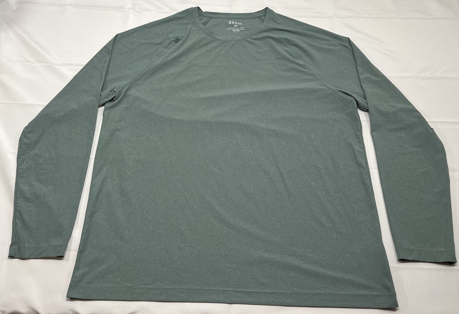Rhone Mens Size XXL Reign Long Sleeve Shirt Green Nylon Blend Gym Run Workout