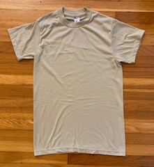DSCP by Jensen Army Sand Blank Uniform T Shirt SZ S Made in USA Activewear