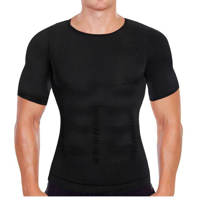 Men Compression Slim Body Shaper Gynecomastia T-shirt Posture Corrector Vests US gallery