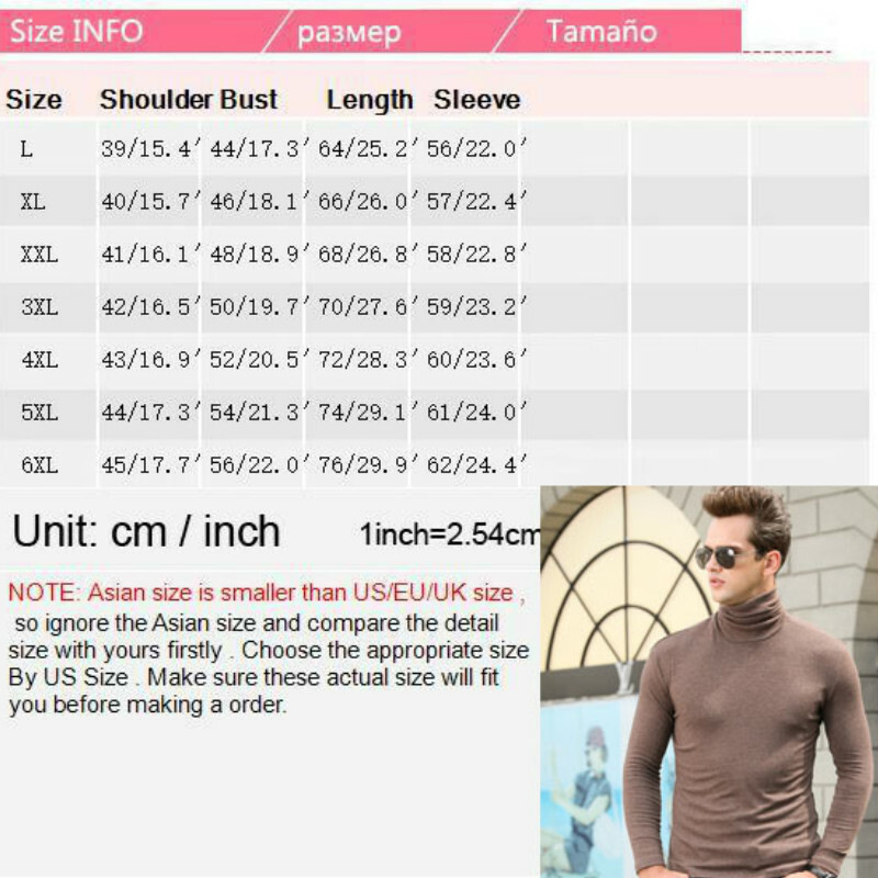Men Cotton High Neck Pullover T-shirts Long Sleeve Tops Stretch Undershirt Basic gallery