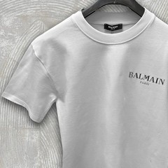 Balmain White T-shirt with Silver Logo on Heart – Size 2XL – Paid Duty