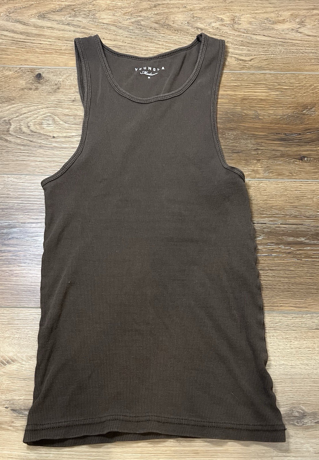 Pre Owned YoungLA 340 Wife Lovers Tank Top Brown Men Size Medium gallery