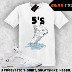 Shirt Matching AJ 5 White Metallic 2026 Match Sneaker Shoe Dripping 5s T-Shirt