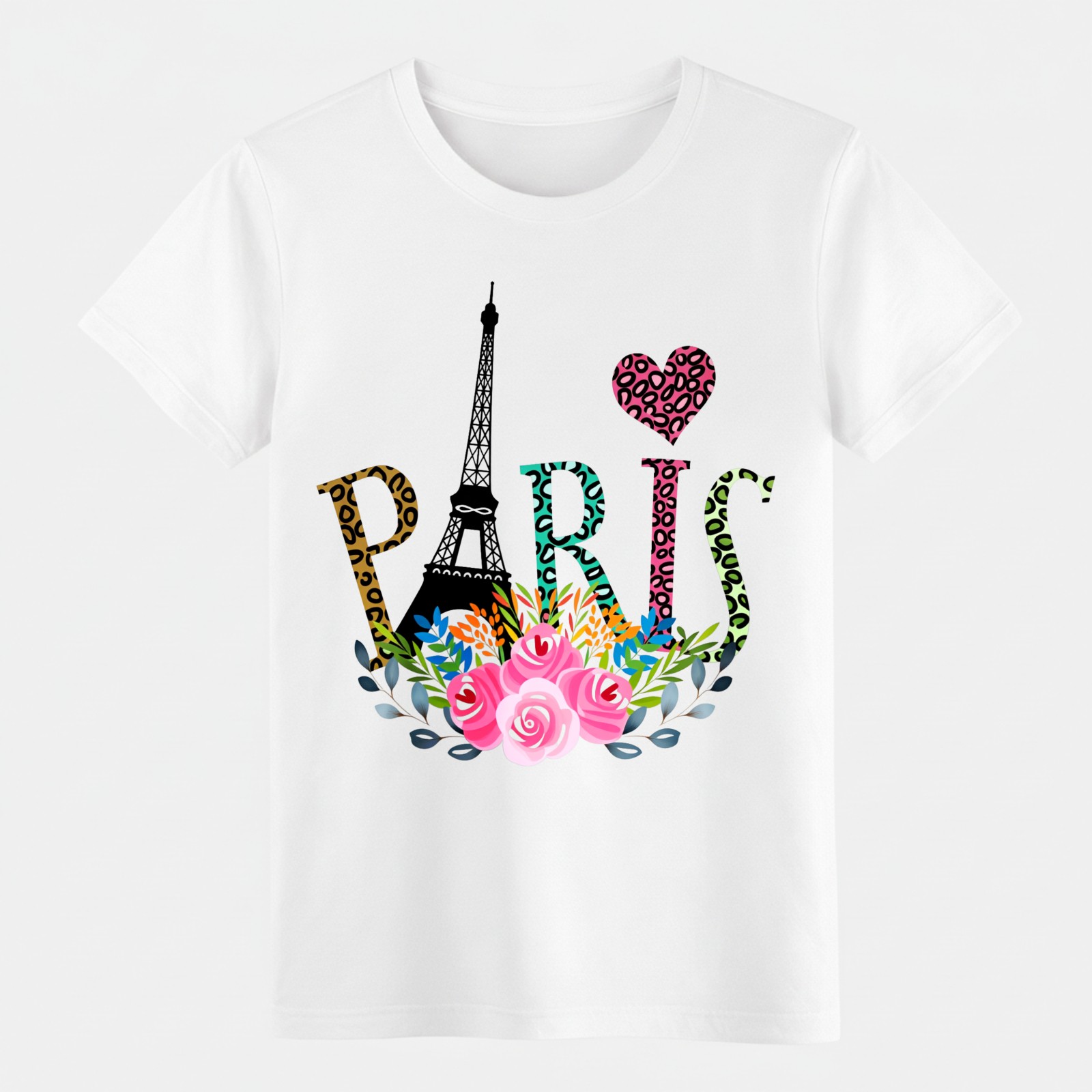 Unisex Paris Eiffel Tower Floral Everyday T-Shirt, Chic Travel Statement Tee gallery