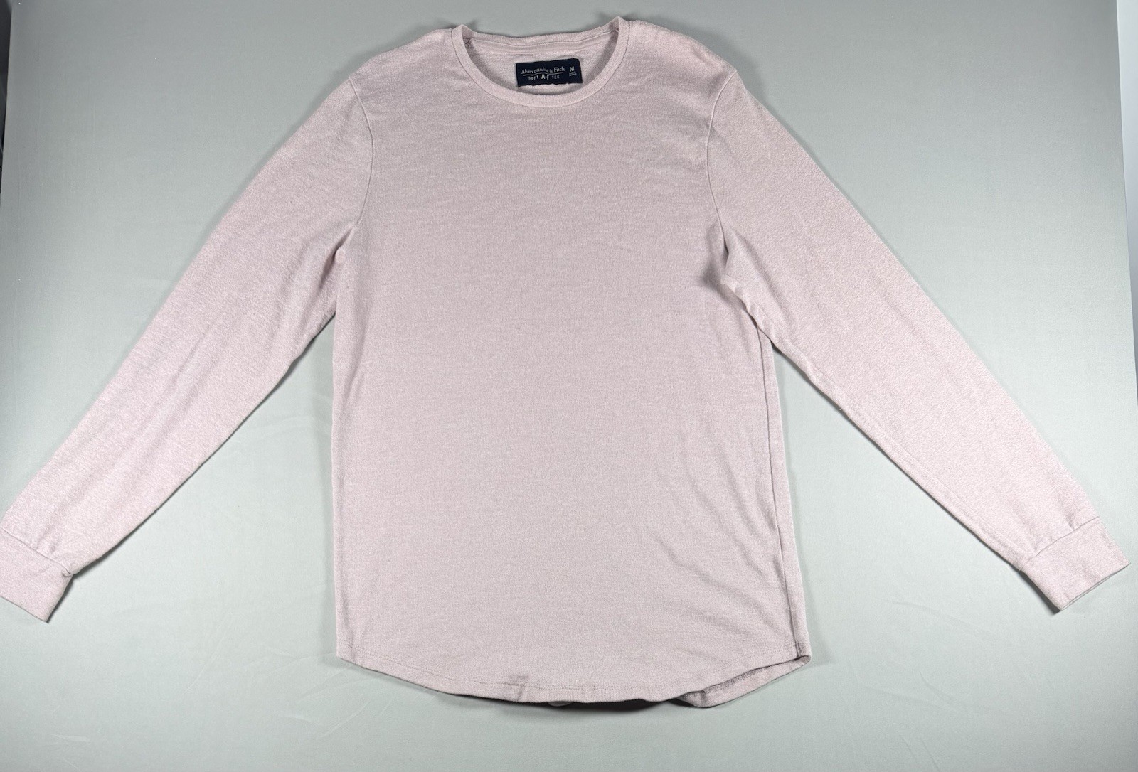 Abercrombie & Fitch Soft A&F Tee Knit T-Shirt Pink Solid Crew Neck Long Sleeve M gallery