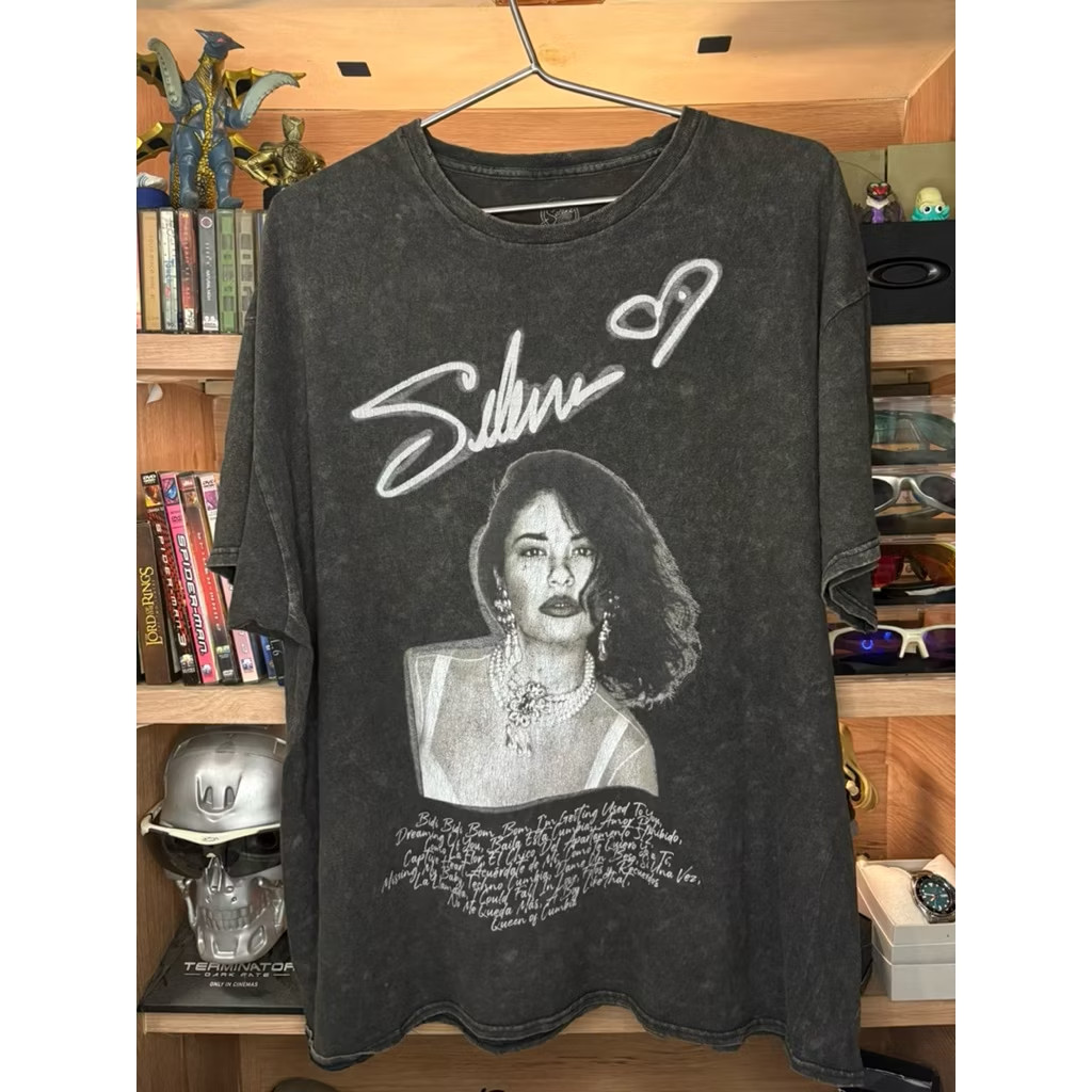 Vintage Selena Quintanilla Graphic T Shirt Mens 2XL Black Acid Wash Cumbia Pop T gallery