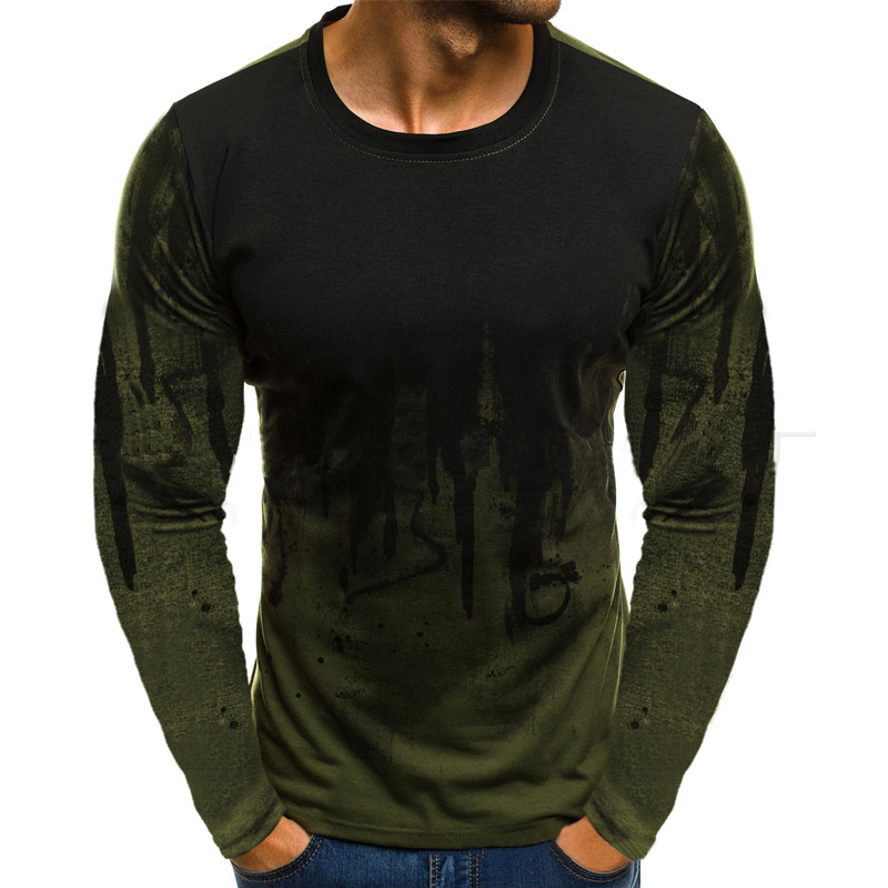Mens Camo Long Sleeve T-Shirts Crew Neck Casual Slim Fit Muscle Blouse Tops Tee gallery
