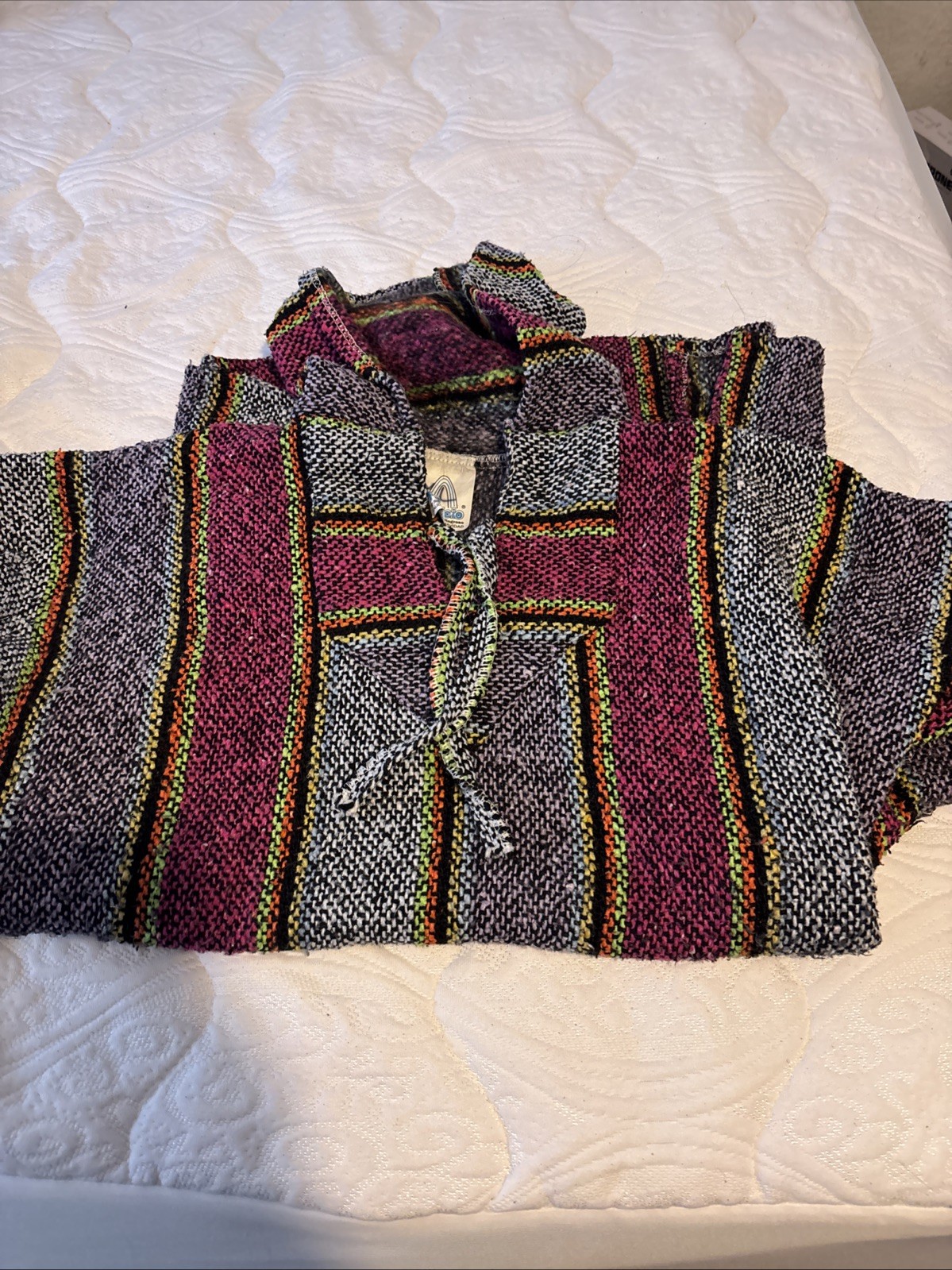 Ethnic Costume Mexico Made Poncho Colorful Geometric Black Hoodie Colorful F5 Vi gallery