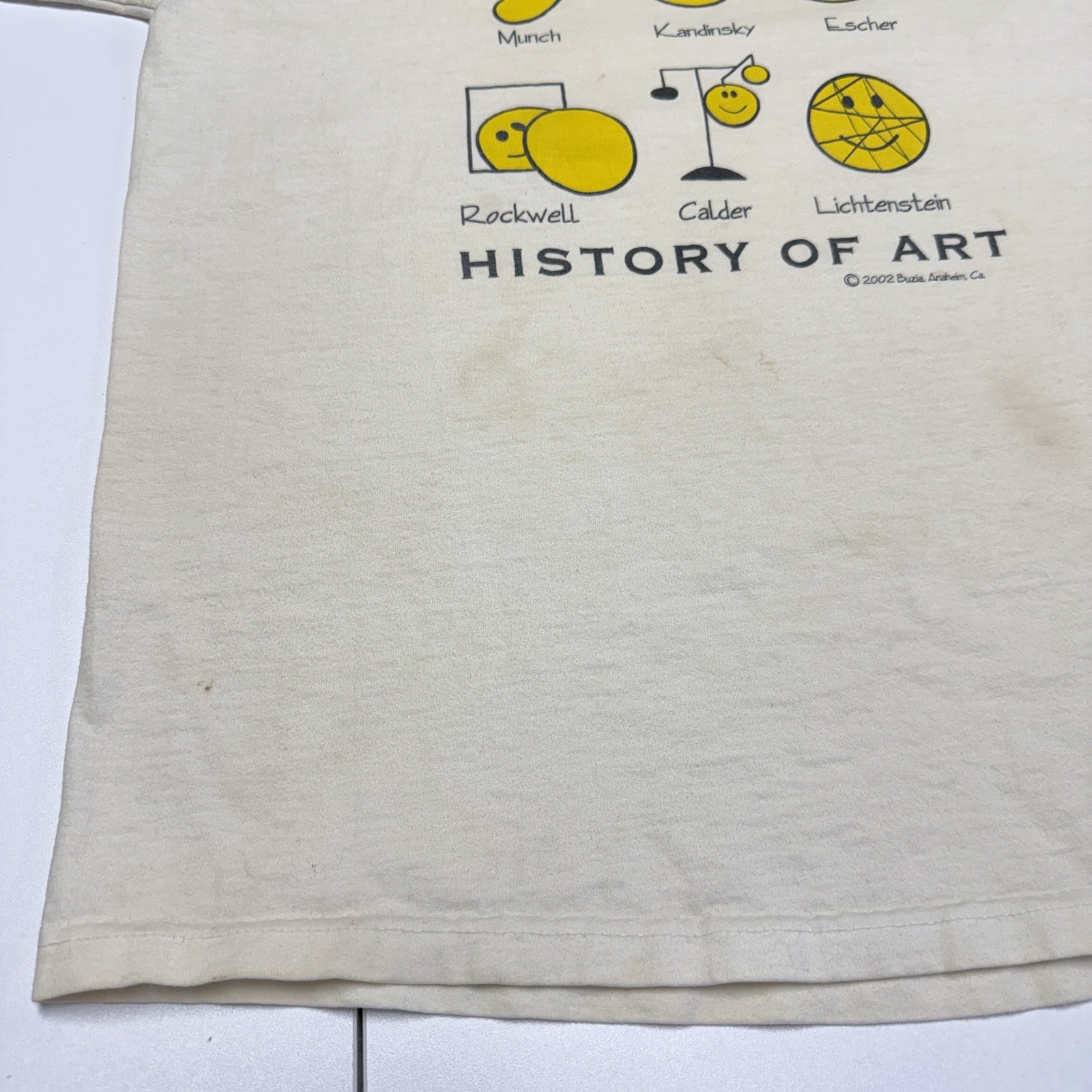Vintage Smiley Face History of Art T Shirt Large Short Sleeve Y2K 2002 Painter gallery
