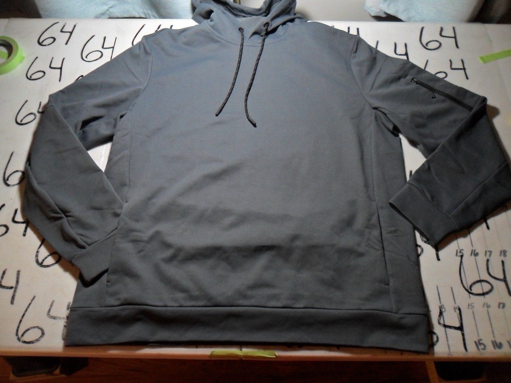Large Dark Gray Active 100% Poly Sleeve Pocket 32 Degree Heat Brand Hoodie