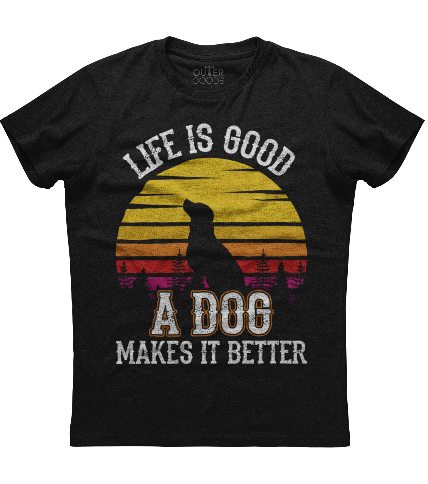 Life Is Good A Dog Makes It Better Classy Unisex Black T-Shirt gallery