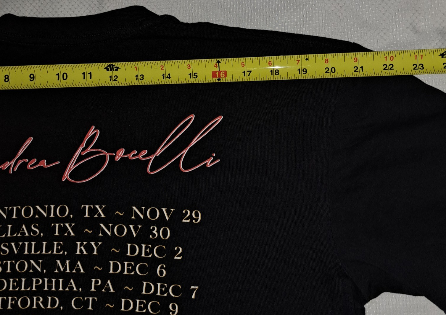 Andrea Bocelli Winter Tour 2023 USA T Shirt Size L gallery