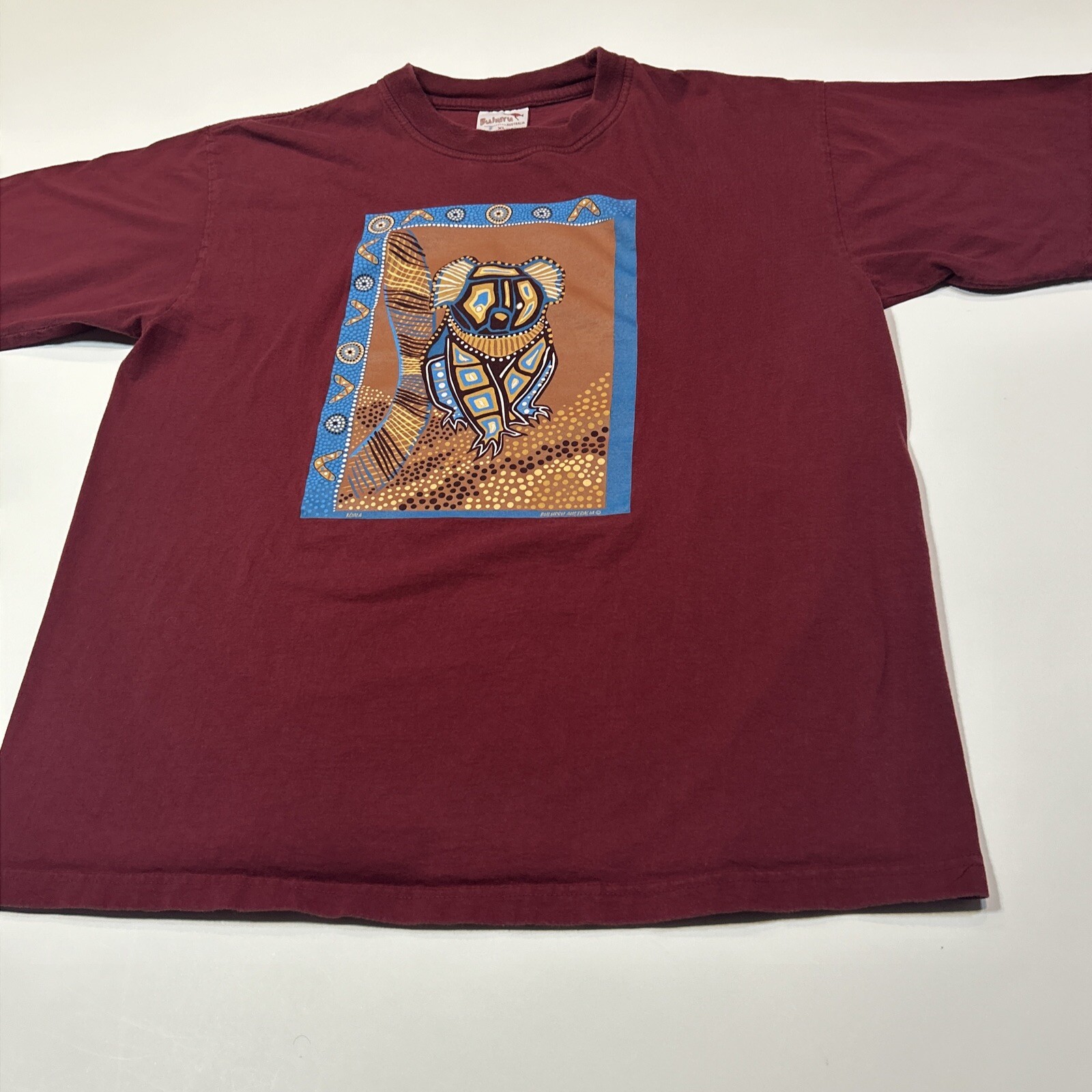 Vintage Australia Shirt Adult XL Extra Large Red Koala Tribal Animal Tee Mens gallery