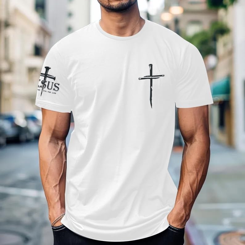 Christian Shirts for Men Oversized Jesus Shirt Faith Cross Graphic Tees God gallery