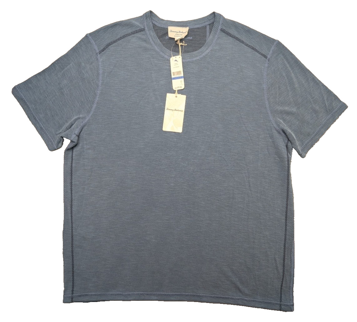 Tommy Bahama T-Shirt Mens XL Blue Flip Sky Tee SS Wicking Reversible $79 gallery