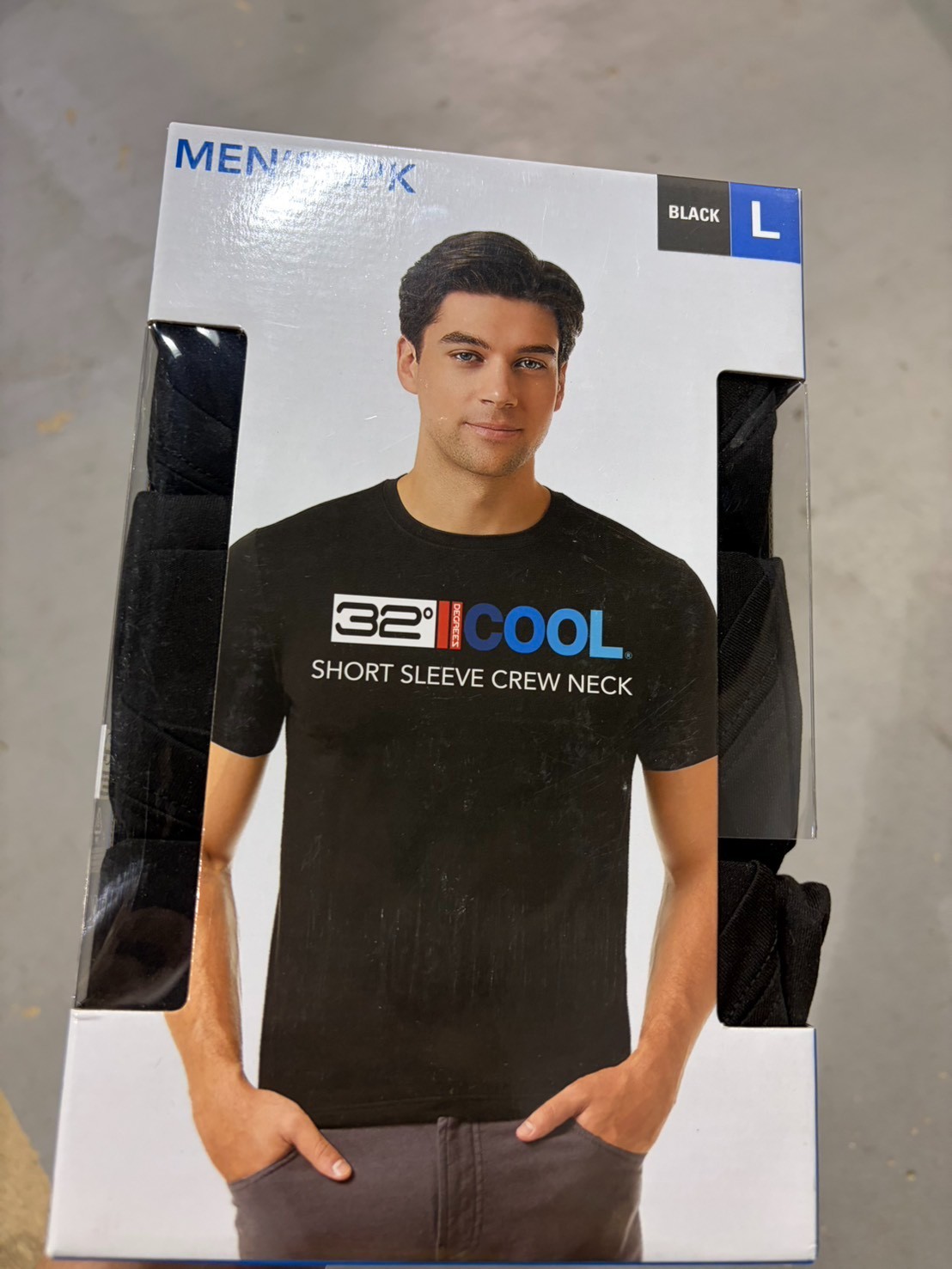 3 PACK – 32 DEGREES COOL MEN’S SHORT SLEEVE CREW NECK SHIRT BLACK Large