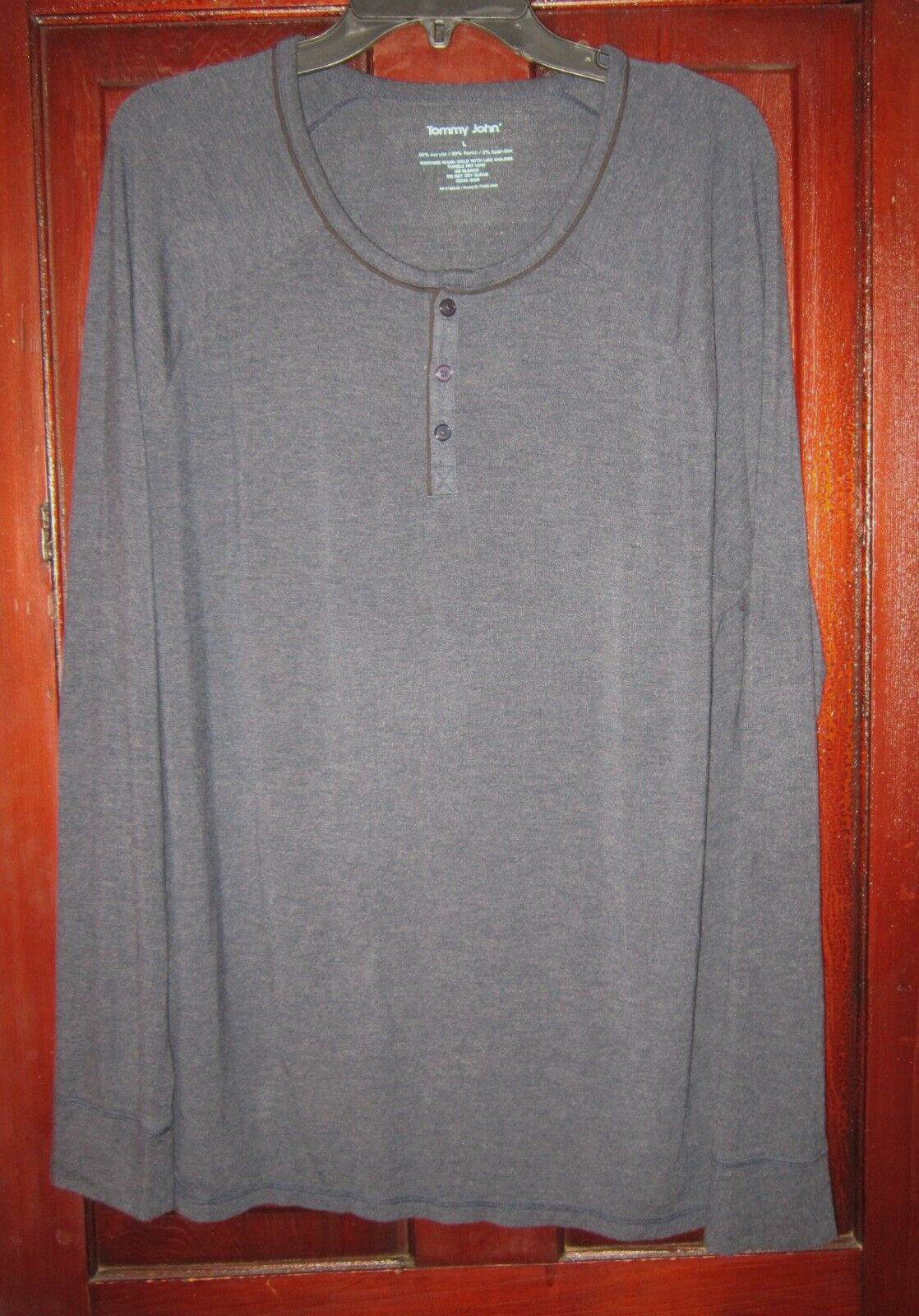 Tommy John Size L Men's Shirt Top Stretch Pullover Soft Blue Long Sleeve gallery