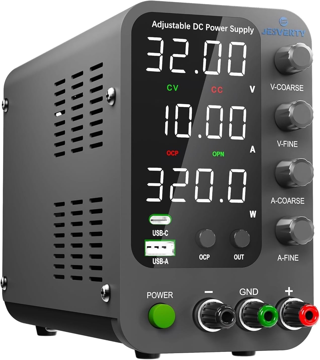 Variable DC Power Supply 0-32V 0-10A Switching Bench with USB-C Quick Charge