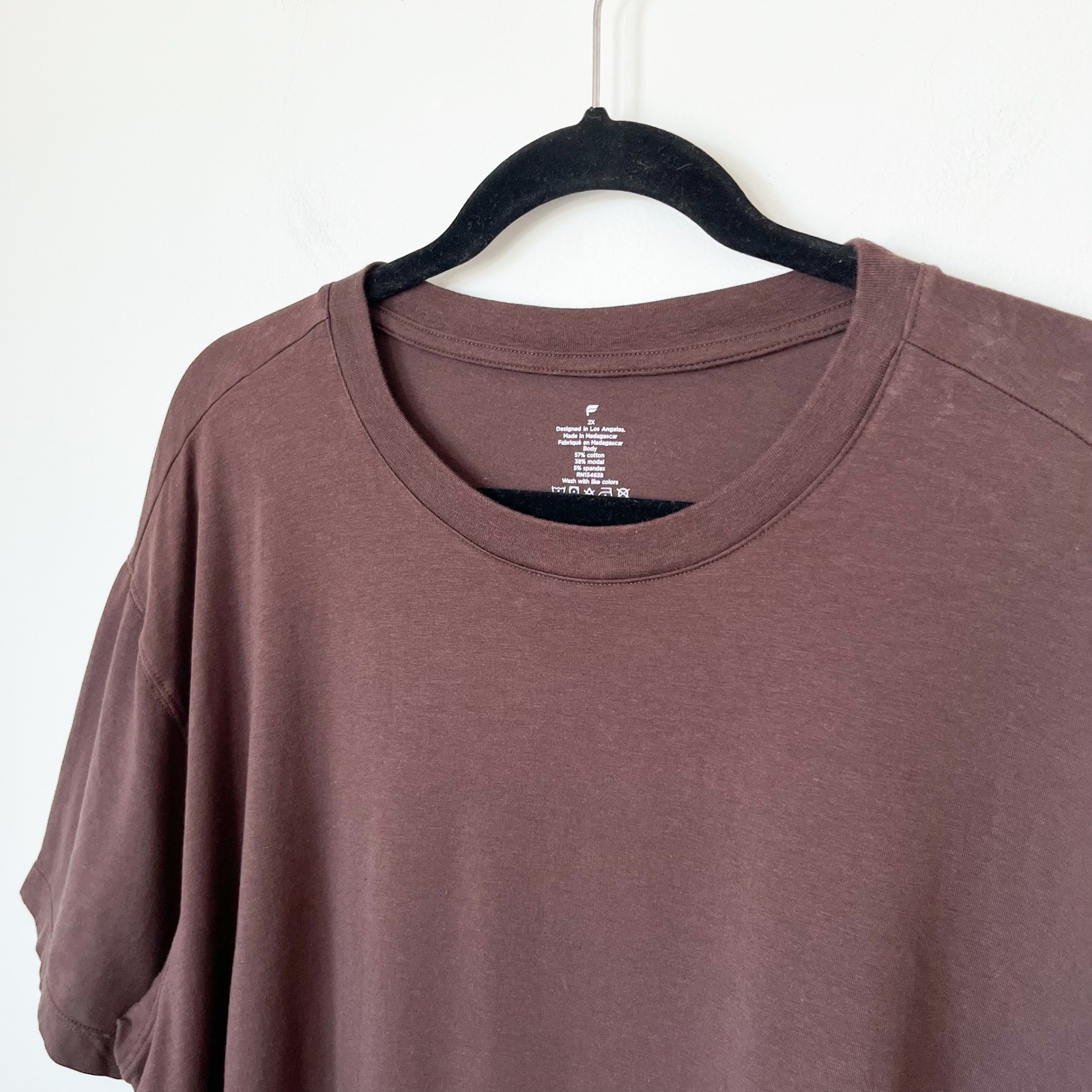 Fabletics Short Sleeve T-Shirt Mens 2X Chocolate Brown Cotton Modal Stretch gallery