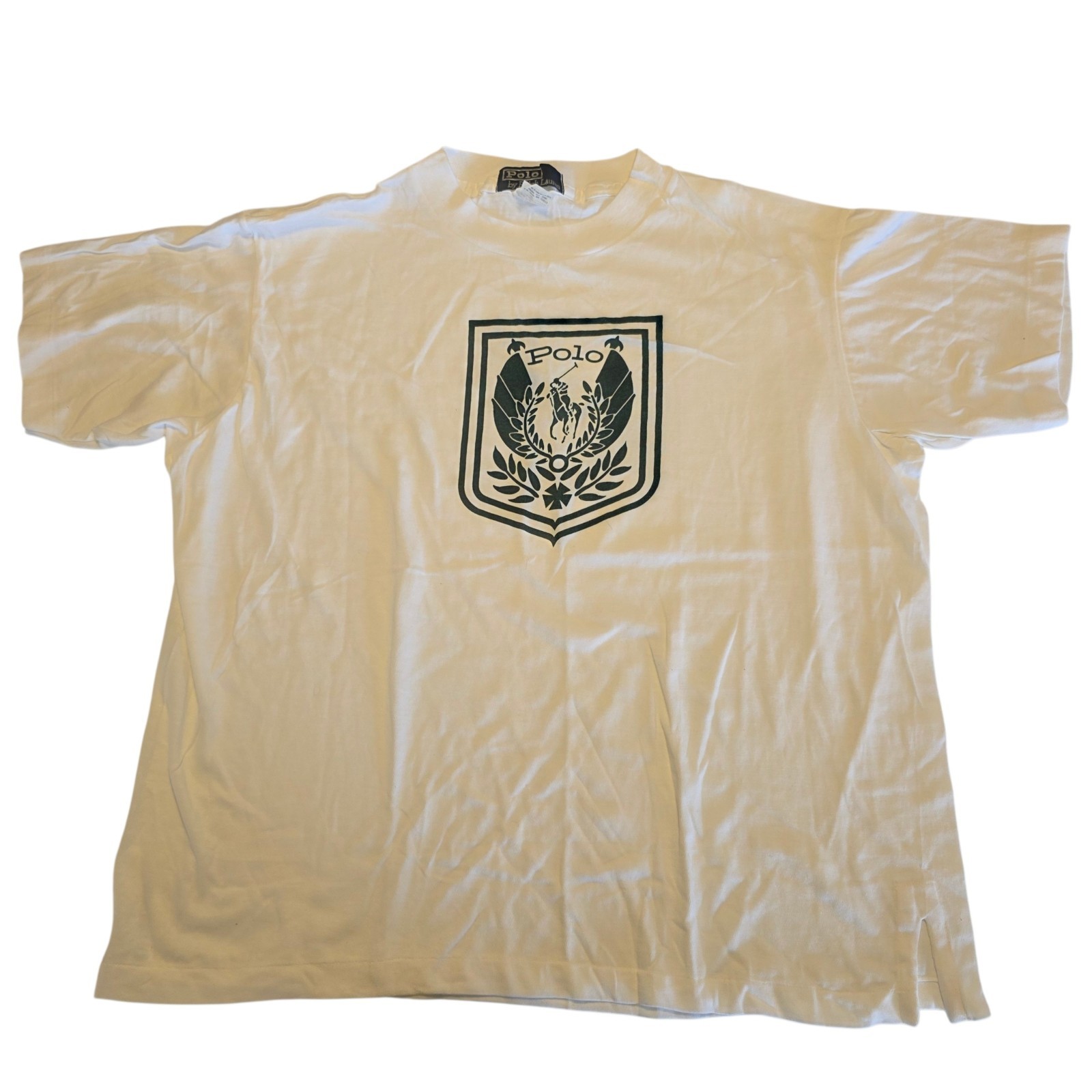 RARE Vintage 80s Polo Ralph Lauren T-Shirt Polo RL Crest Logo OSFA XL Sizing