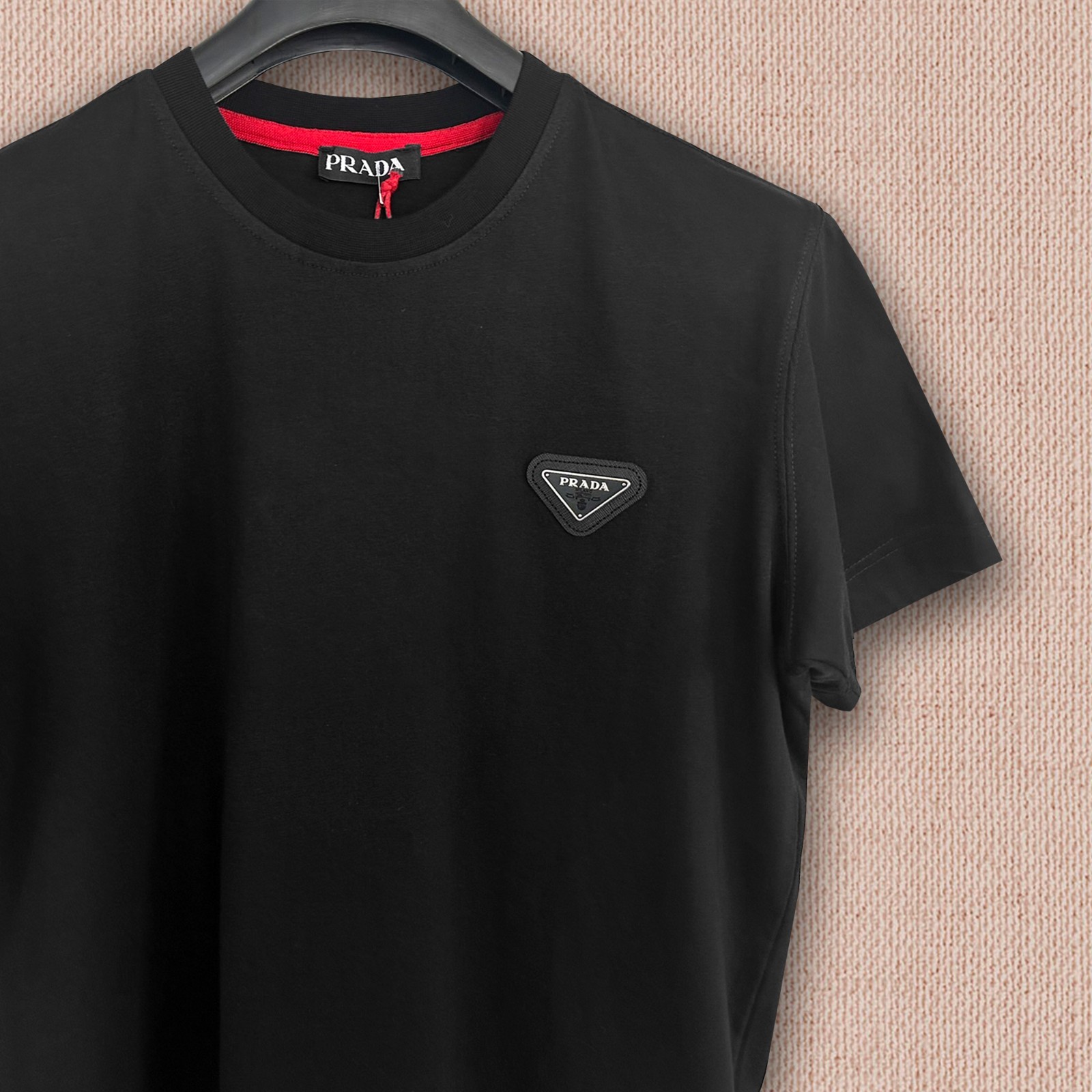 Prada Black T-shirt --- Triangle Grey Logo Patch -- Size 2XL-- Tariff Paid gallery