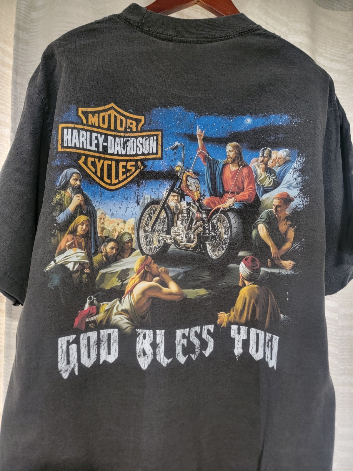 HARLEY DAVIDSON GOD BLESS YOU ON A SHAKA HEAVYWEIGHT GARMET SHIRT "MODERN" gallery