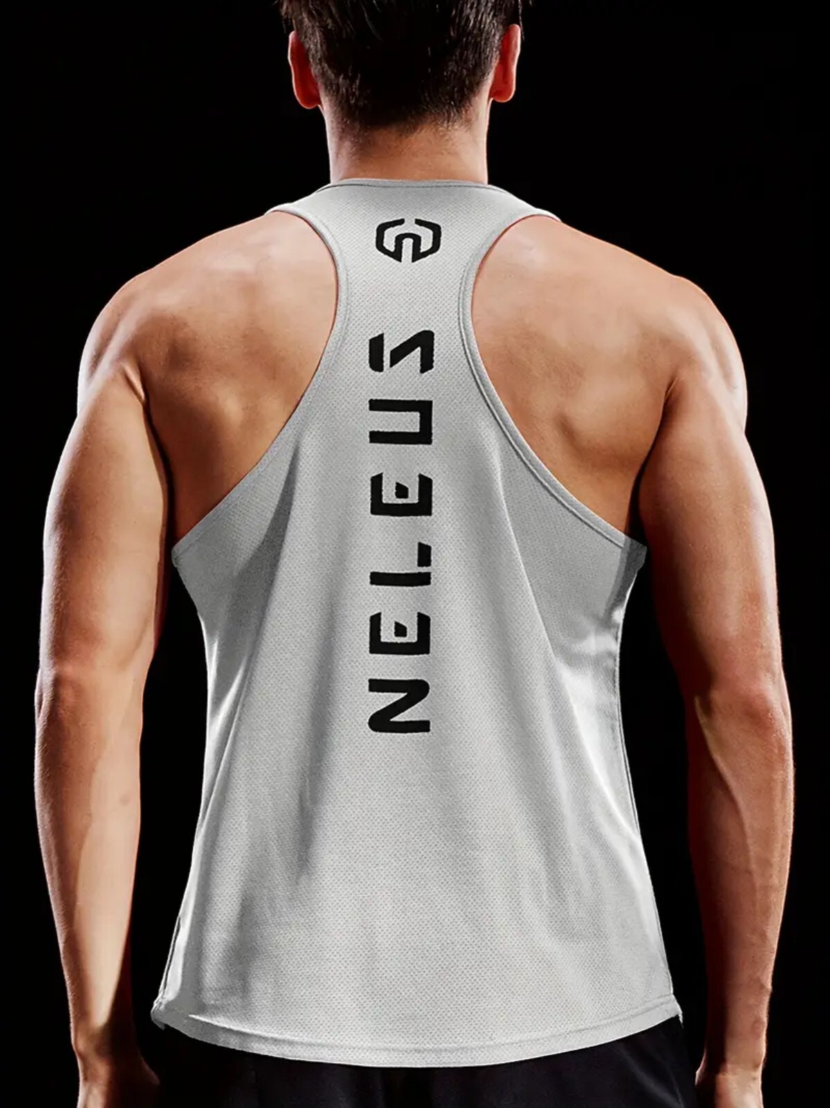 NELEUS 'Dry Fit Logo Muscle' Mesh Tank Top Men's L Gym Workout Exercise Grey NWT gallery