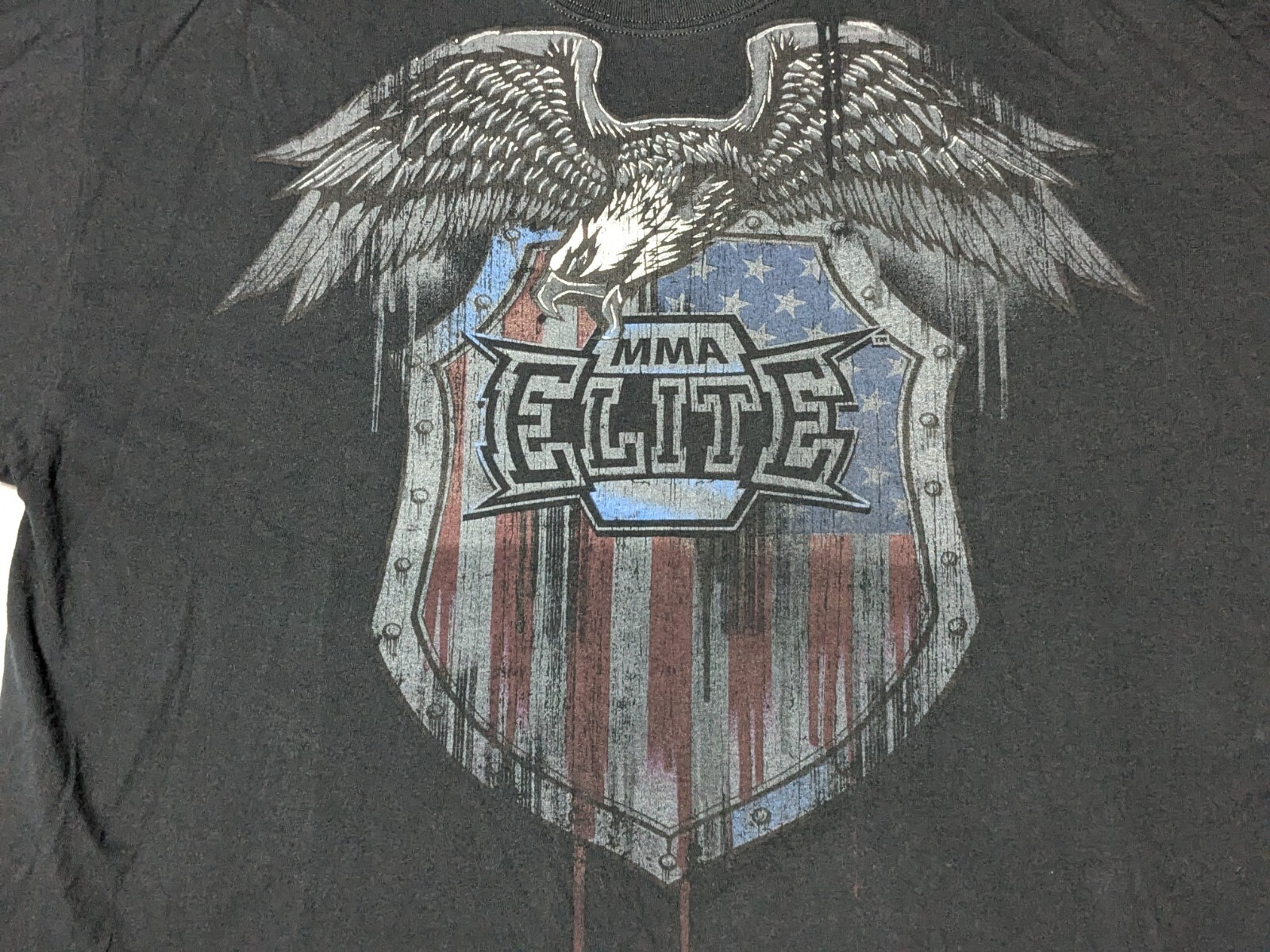 VTG Y2K MMA ELITE USA EAGLE SHIELD Men 2XL Black Cotton Graphic Print T-Shirt gallery