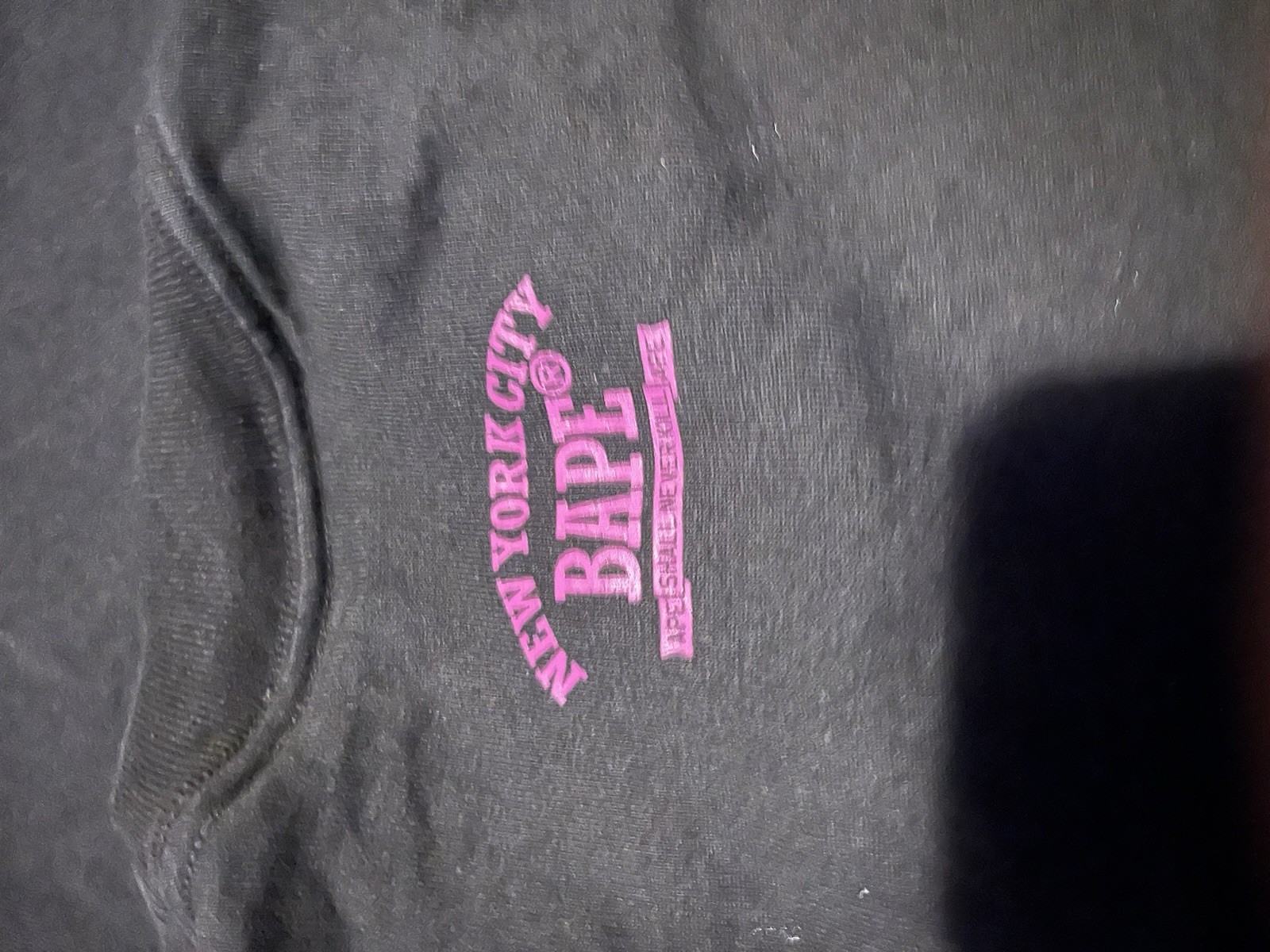 A Bathing Ape BAPE Black College Logo Ape Head Graphic Tee Crew Neck XXL gallery