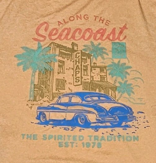 Chaps Along The Seacoast Graphic T-Shirt Men's L Orange Polyester Spandex gallery