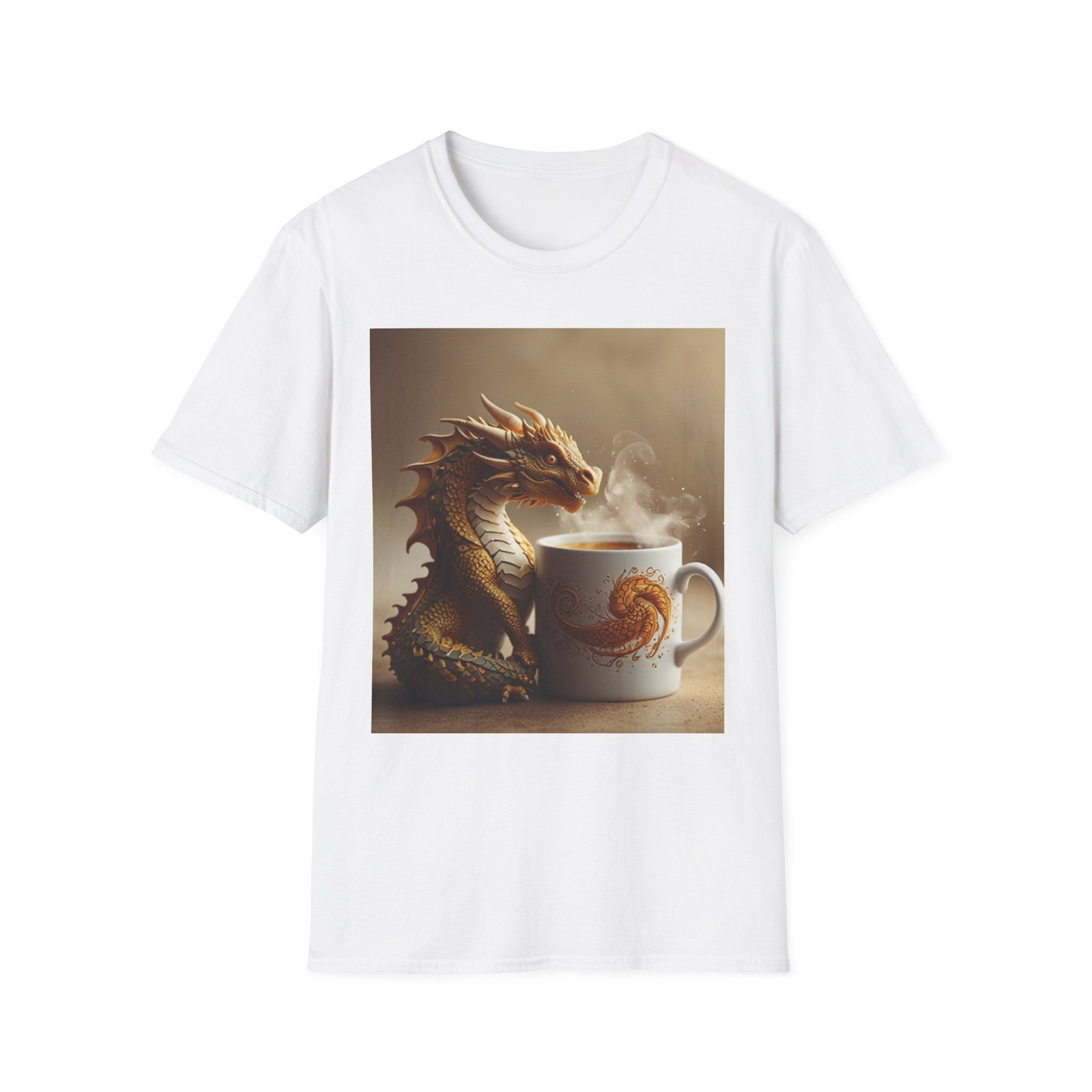 Dragon with Coffee Mug T-Shirt | Fantasy Dragon Art gallery